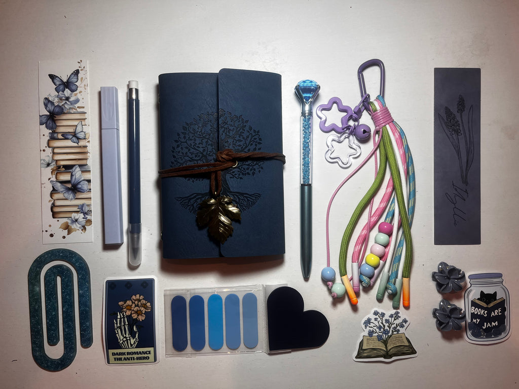 Conjunto cuaderno mini azul