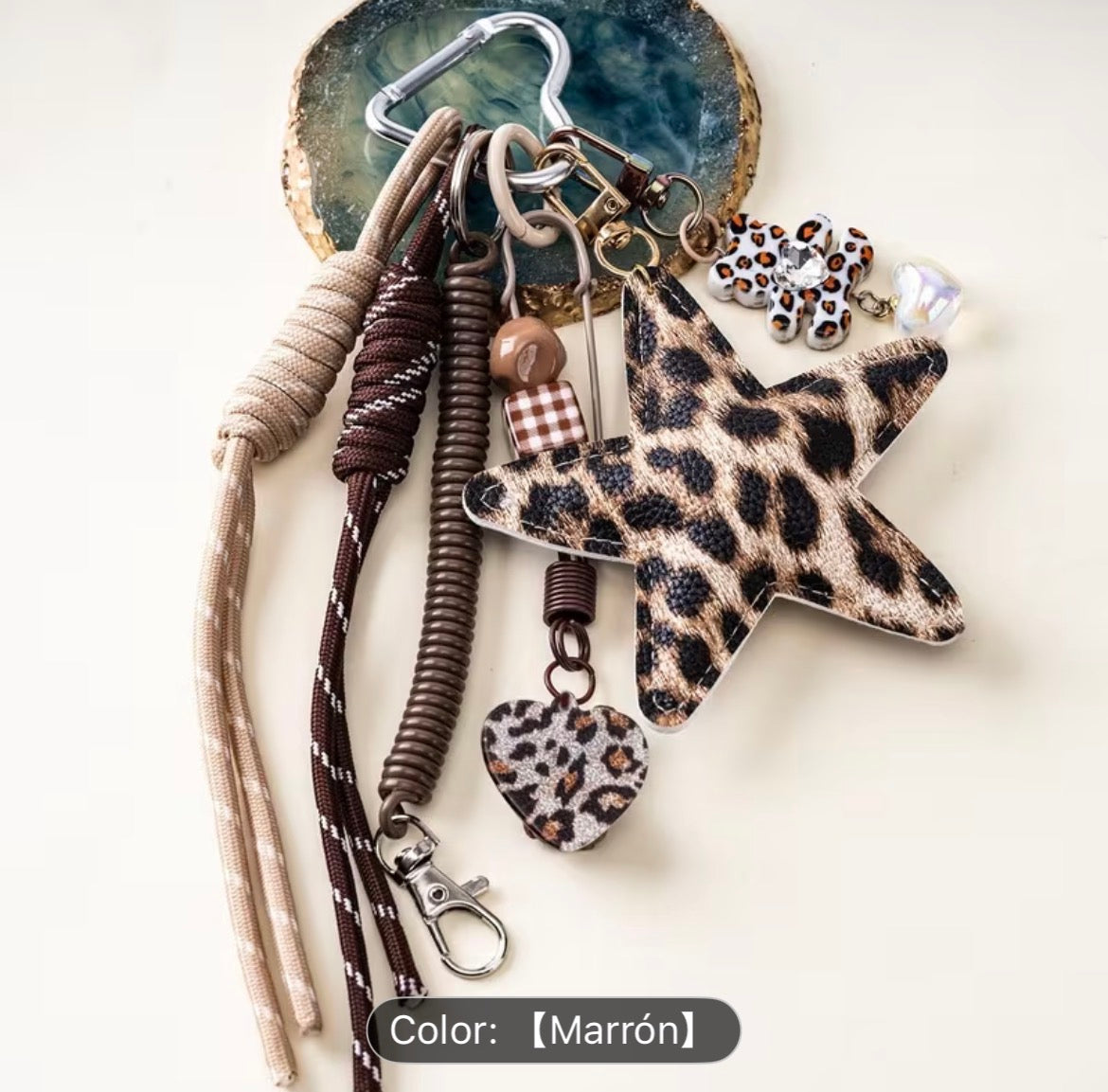 Llavero Colgante estrella leopardo